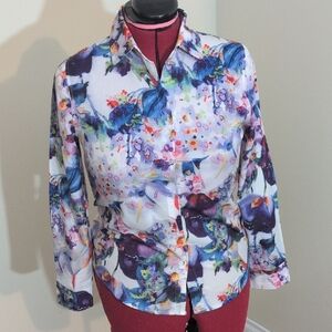 Hanxiner | Multicolored Floral Button-Up Shirt